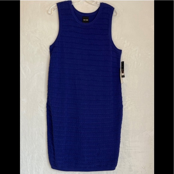 Nic+Zoe Women’s Blue Crew-Neck Sleeveless Scalloped Sheath Dress Size L NWT - Picture 4 of 8